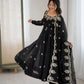 Embroidered Crunchy Silk Anarkali Gown Set