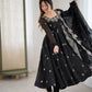 Embroidered Crunchy Silk Anarkali Gown Set