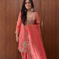 Coral Mirror Work Kurta Set