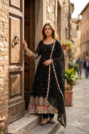 Peacock Border Anarkali Gown