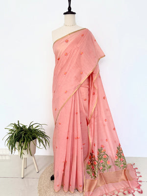 Lotus Jamdani Muga Cotton Saree