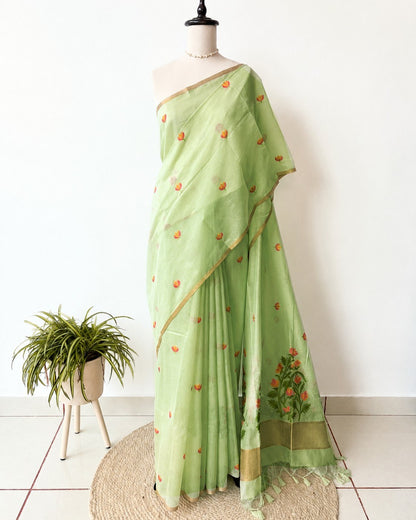 Lotus Jamdani Muga Cotton Saree