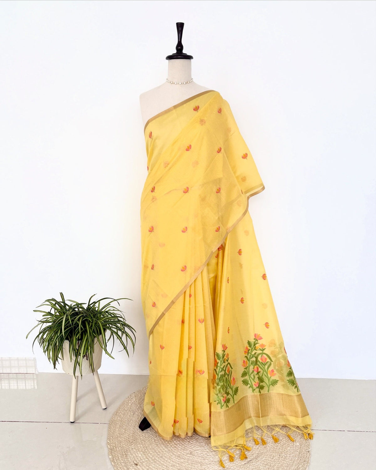 Lotus Jamdani Muga Cotton Saree