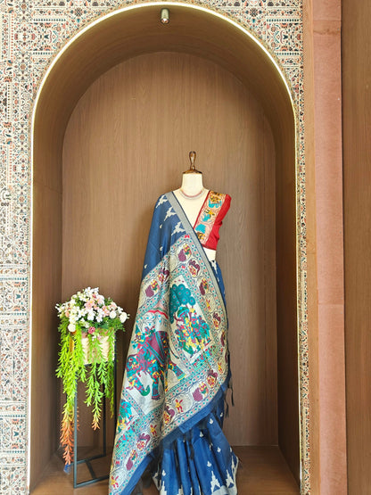 Kalamkari Temple Border Saree