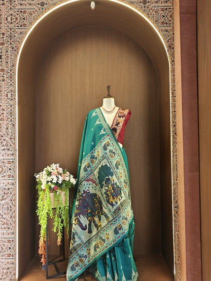 Kalamkari Temple Border Saree