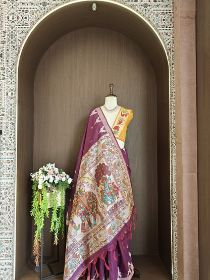 Kalamkari Temple Border Saree