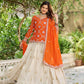 Embroidered Chinon Kurti with Tissue Silk Lehenga Set