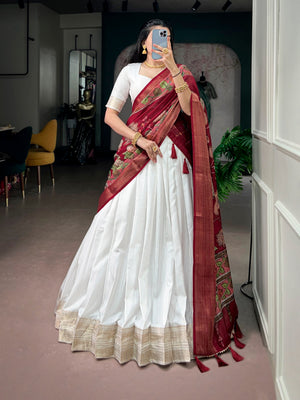 Ivory Zari Kalamkari Lehenga Set