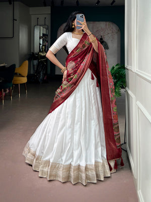 Ivory Zari Kalamkari Lehenga Set