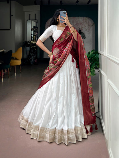 Ivory Zari Kalamkari Lehenga Set