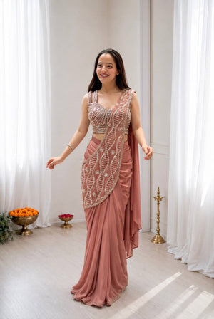 Sequin Vine Ready Saree Set