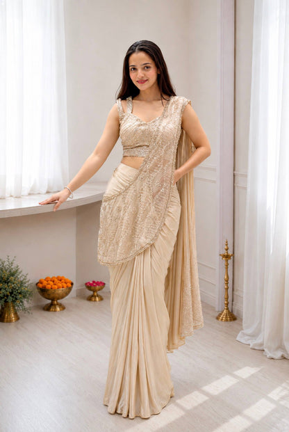 Sequin Vine Ready Saree Set