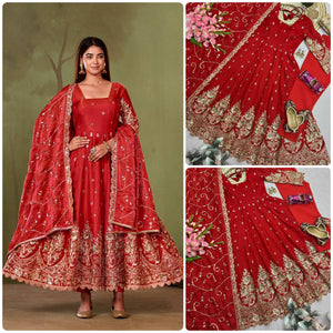 Shimmer Silk Cording Sequin Anarkali Gown Set