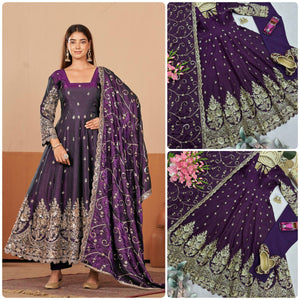 Shimmer Silk Cording Sequin Anarkali Gown Set