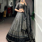 Grey Black Tussar Silk Kalamkari Lehenga Set for Wedding and Festive Wear