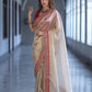 Ivory Twill Net Embroidered Saree for Festive and Wedding Wear