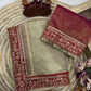 Ivory Twill Net Embroidered Saree for Festive and Wedding Wear
