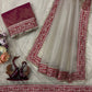 Ivory Twill Net Embroidered Saree for Festive and Wedding Wear