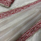 Ivory Twill Net Embroidered Saree for Festive and Wedding Wear