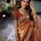 Ivory Twill Net Embroidered Saree for Festive and Wedding Wear