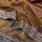 Ivory Twill Net Embroidered Saree for Festive and Wedding Wear