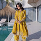 Sunshine Yellow Zari Embroidered Kurti Pant Dupatta Set for Festive and Wedding Wear