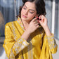 Sunshine Yellow Zari Embroidered Kurti Pant Dupatta Set for Festive and Wedding Wear