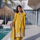 Sunshine Yellow Zari Embroidered Kurti Pant Dupatta Set for Festive and Wedding Wear