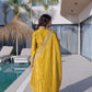 Sunshine Yellow Zari Embroidered Kurti Pant Dupatta Set for Festive and Wedding Wear