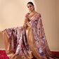 Floral Lichi Silk Saree with Zari Border