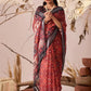 Floral Lichi Silk Saree with Zari Border