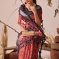 Floral Lichi Silk Saree with Zari Border