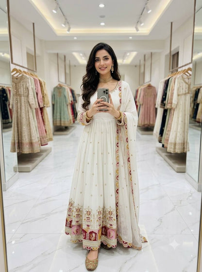 Peacock Border Anarkali Gown