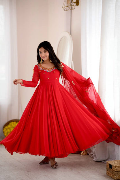 Coral Paisley Sequin Anarkali