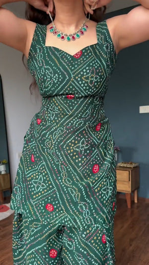Green Bandhani Print Palazzo Set