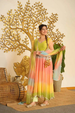 Pastel Ombre Digital Print Anarkali