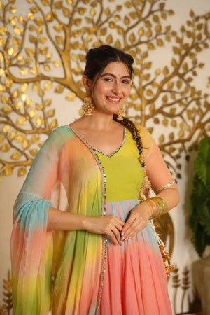 Pastel Ombre Digital Print Anarkali