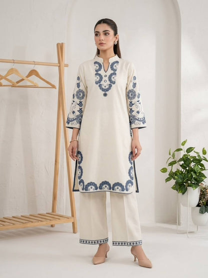 Ivory Mirror-Work Kurta Set
