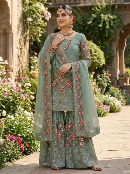 Elegant Fendy Silk Sharara Set for Eid and Festive Wear
