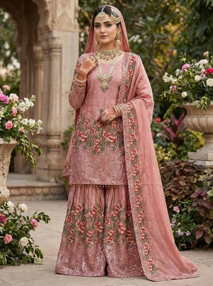 Elegant Fendy Silk Sharara Set for Eid and Festive Wear