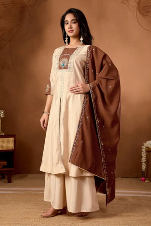 Graceful Roman Silk Anarkali Kurti Set for Festive and Wedding Wear