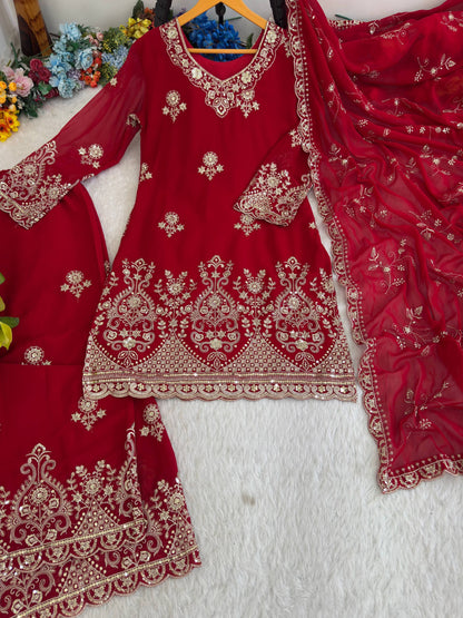 Zari Sequin Embroidered Palazzo Suit
