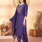 Floral Threadwork Marina Kurta Set (Plus size)