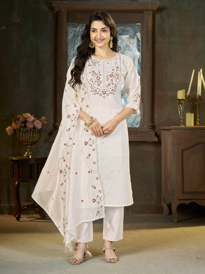 Floral Threadwork Marina Kurta Set (Plus size)