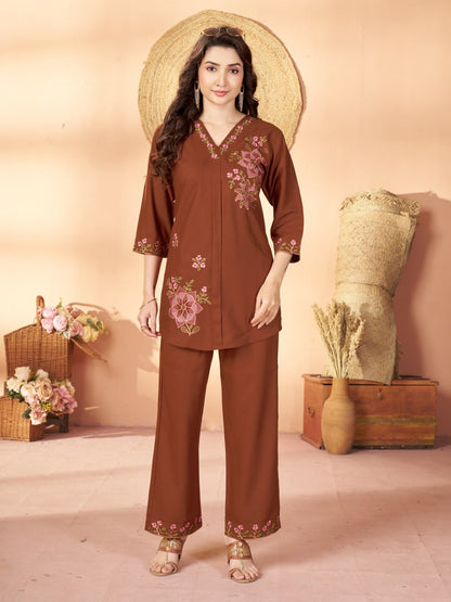 Floral Threadwork Co-ord Set