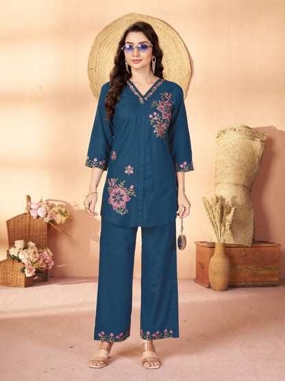 Floral Threadwork Co-ord Set