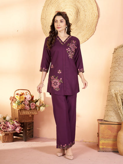 Floral Threadwork Co-ord Set