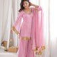 Gold Crepe Kurta Farshi Pant Set with Tassels