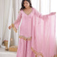 Gold Crepe Kurta Farshi Pant Set with Tassels