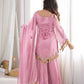 Gold Crepe Kurta Farshi Pant Set with Tassels